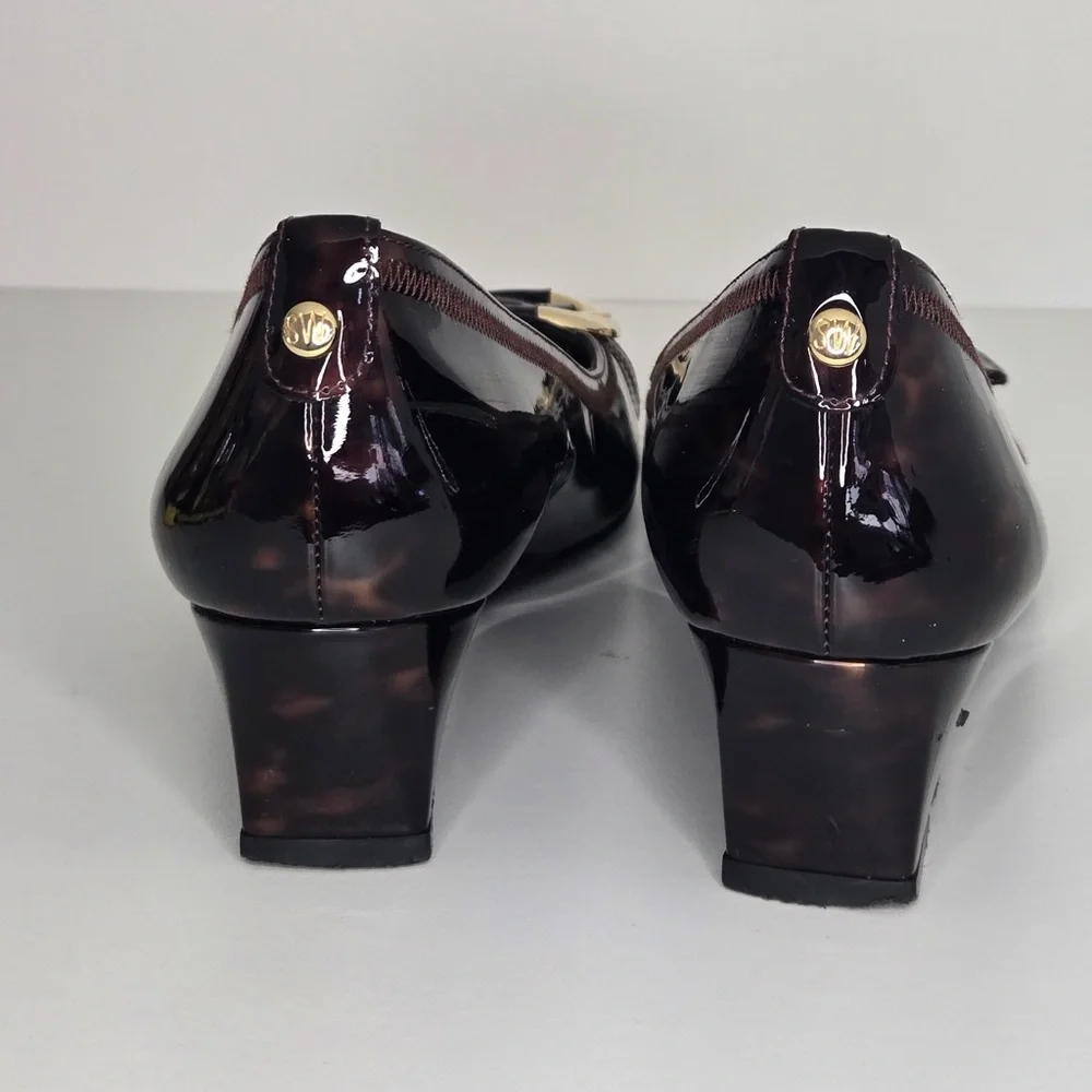Stuart Weitzman Tortoiseshell Patent Leather Wedge Pumps | Size 7| Made in Spain
